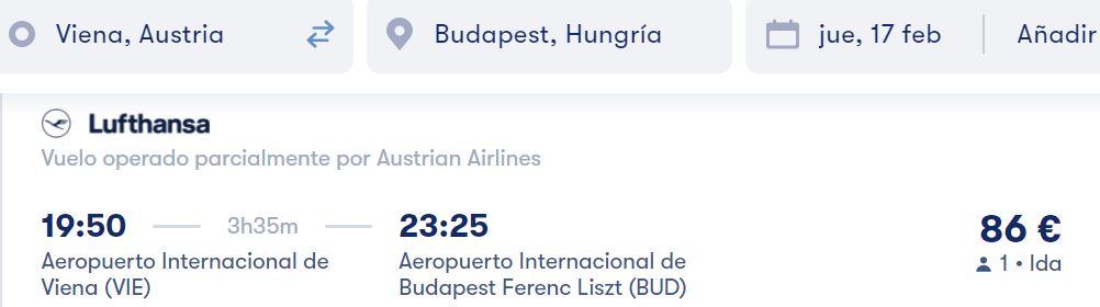 viena Budapest avion