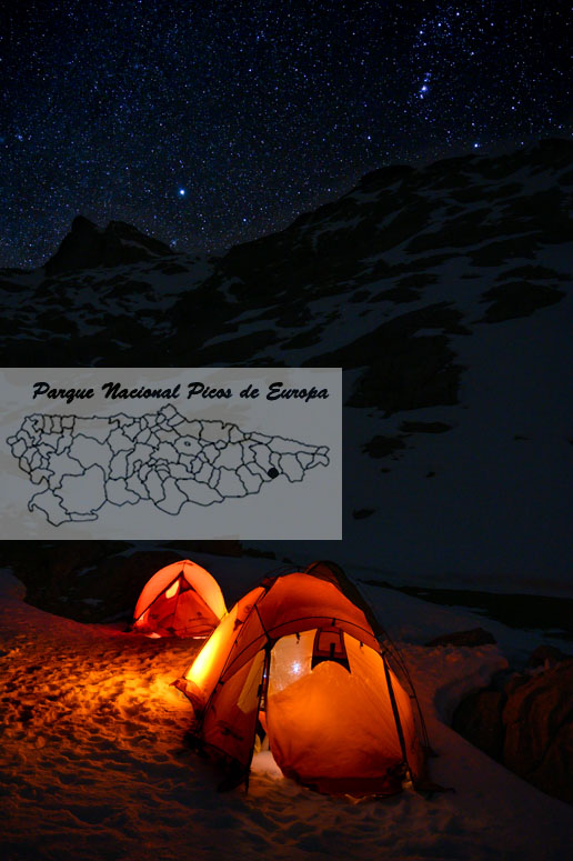 Foto nocturna en vivac en los Picos de Europa