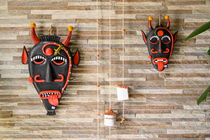 Mascaras tradicionales de Mogadouro en Terras de Trás-Os-Montes, Portugal