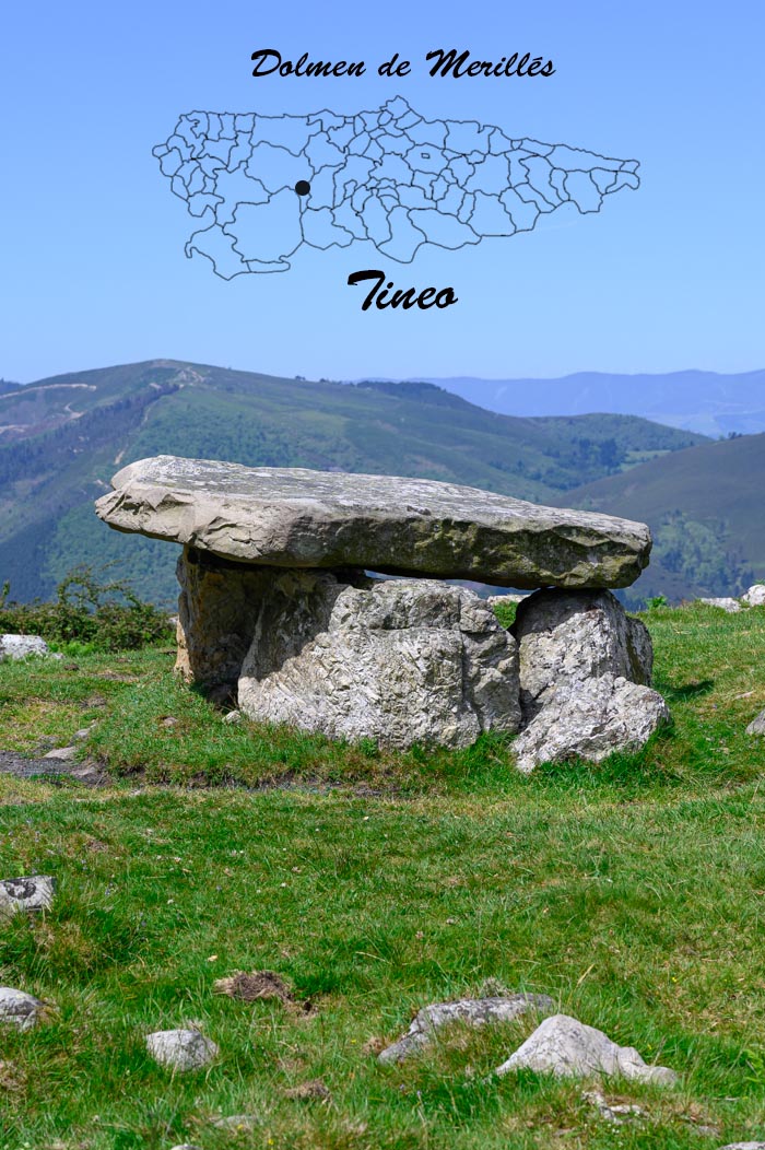Dolmen Merillés en el mapa de Asturias