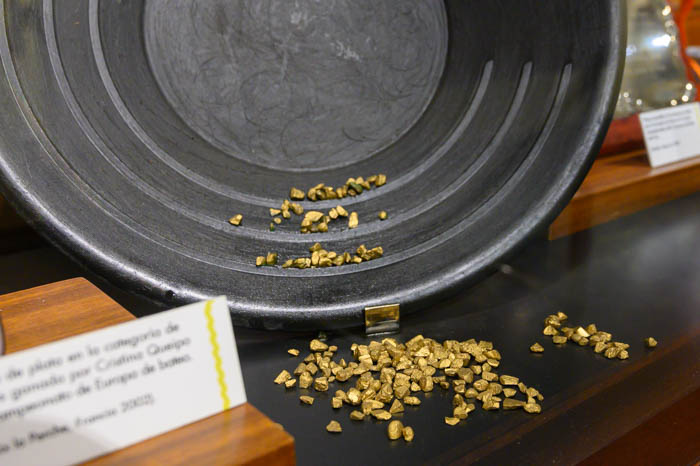 Pepitas de oro en el museo del oro de Asturias en Navelgas, Tineo. Asturias