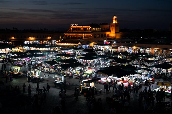 Plaza de Jemaa el-Fna en Marrakech, Marruecos