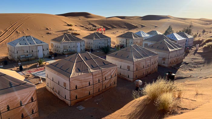 Campamento de Haimas en el desierto de Merzouga, Marruecos
