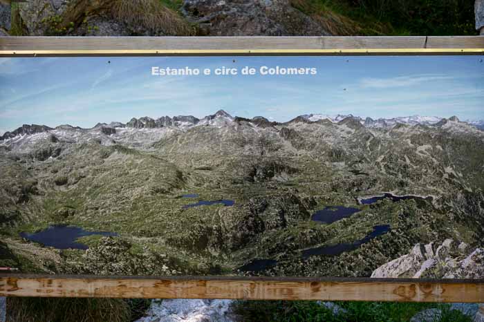 Mapa de los lagos de Colomers en el Val d'Aran