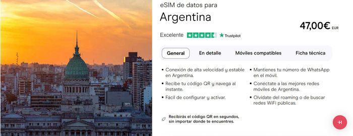 Tarjeta viaje Datos Holafly Argentina