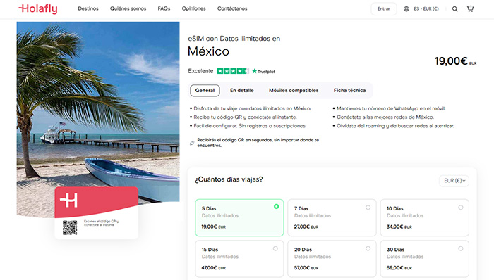 Holafly precios México, eSIM para viajeros