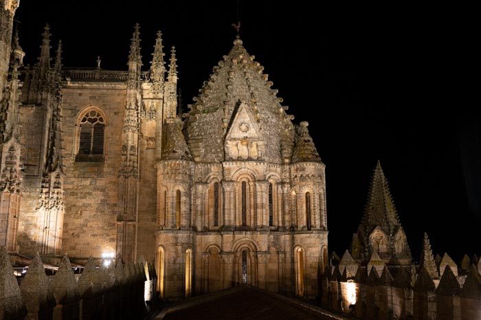 Vistas a una de las torres de la Catedral de Salamanca durante la visita nocturna Ieronimus